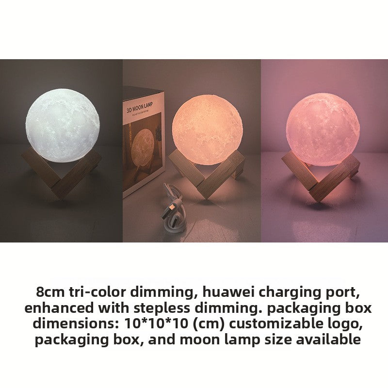 D5 Starry Moon Lamp – 3D LED Night Light with 16 RGB Colors, Remote & Touch Control